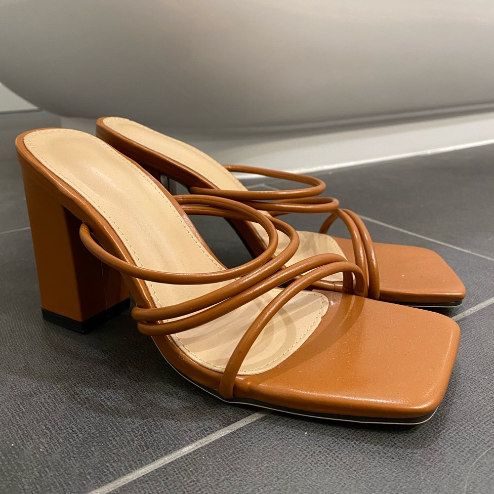 Camel Block Heels Size 6